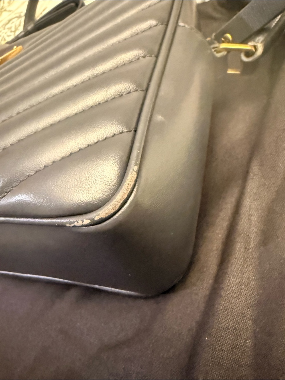 Saint Laurent Dark Smog Matelassé Leather Camera Bag with Gold Hardware - Picture 13 of 17